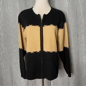 Vintage Colorblock  Zip Front Cardigan